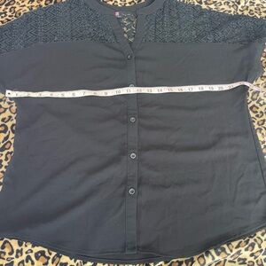 Women's Black Lace Button-Up Top